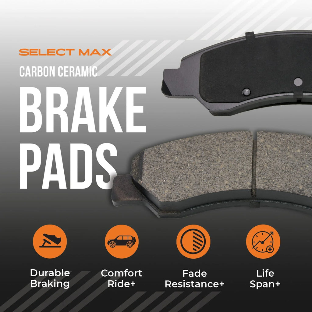 Max Advanced Brakes - Brake Kit for 2018-2020 Chevy Traverse Blazer Buick Enclave FWD 2017-2020 GMC Acadia Front and Rear Replacement Cross Drilled Disc Brake Rotors and Ceramic Brake Pads
