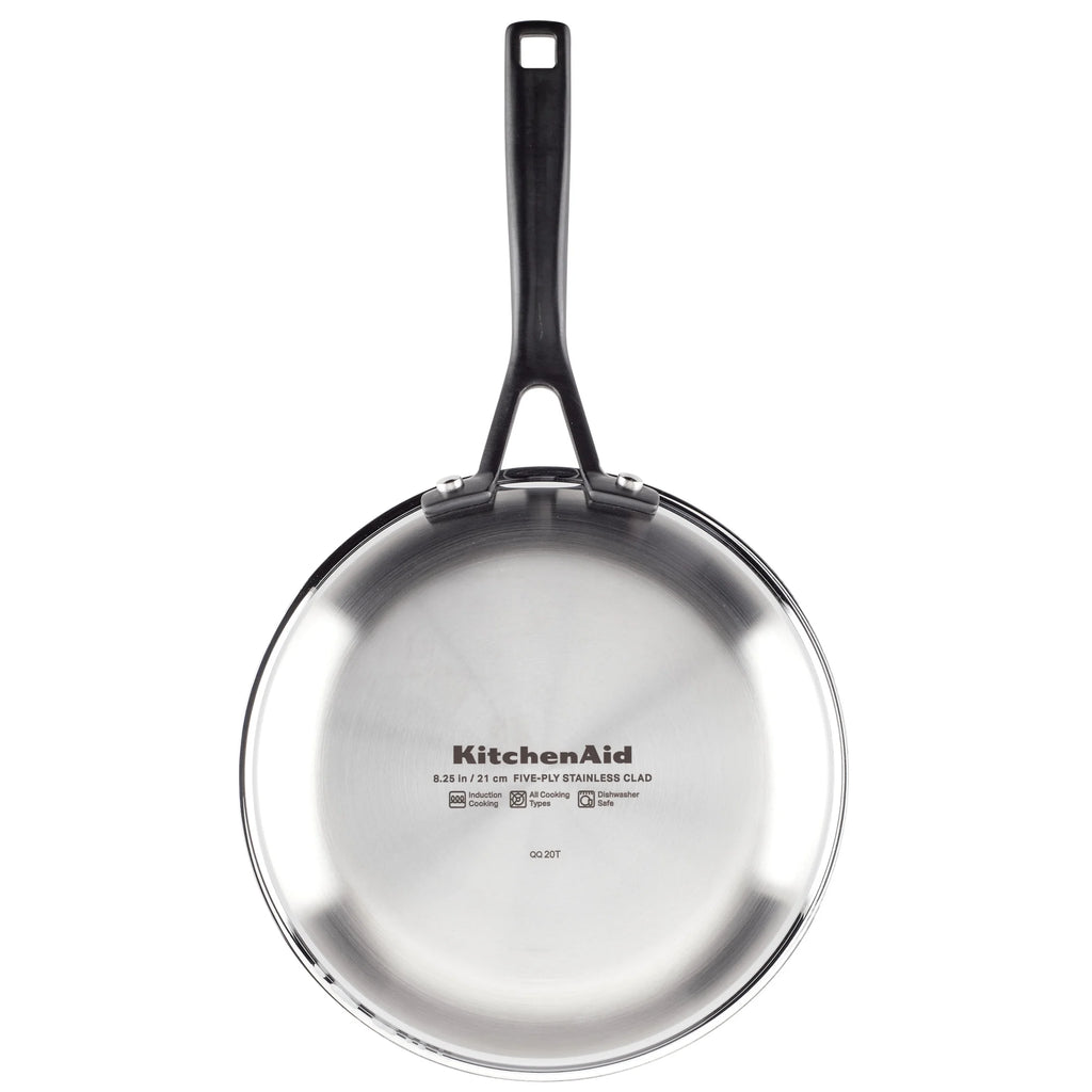 KitchenAid 5-Ply Clad 10 Pcs Stainless Steel Cookware Induction Pots and Pans Set, Dishwasher Safe, Metal Utensil, Broiler and Oven Safe to 500F, Polished Stainless Steel