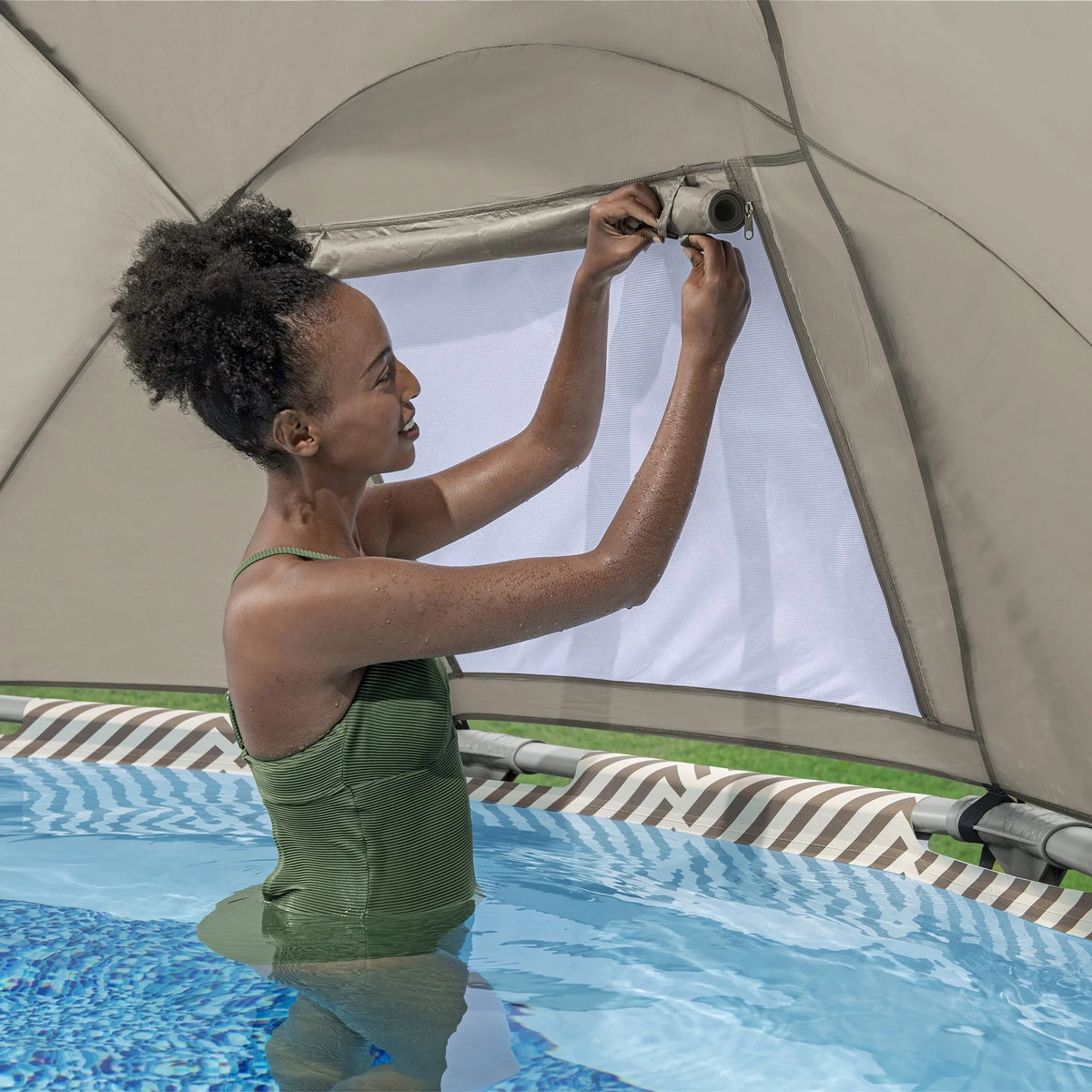 Open Box Bestway Steel Pro MAX 13' x 42" Pool Set with Canopy & Ladder