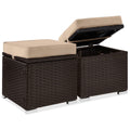 Best Choice Products Set of 2 Wicker Ottomans, Multipurpose Furniture w/ Removable Cushions - Brown/Beige