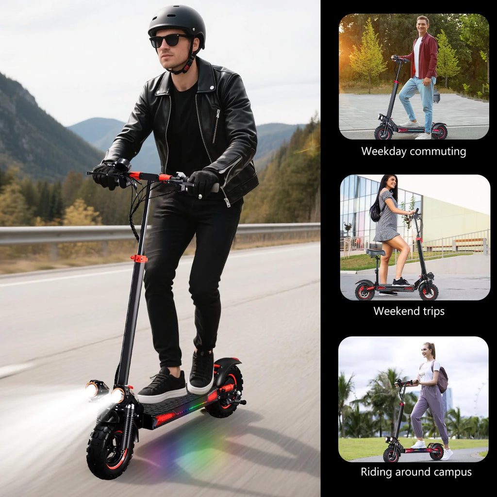 MIWEN 11'' Offroad Electric Scooter for Adult with Seat 1200W Motor up to 34MPH,30-34Miles Long Range Fast Electricscooter 48V 21Ah Foldable Escooter