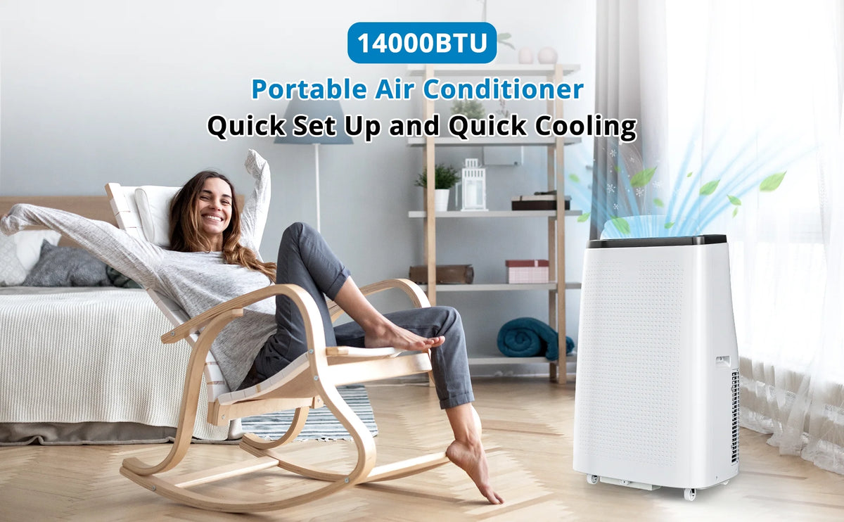 Danolapsi 14,000 BTU Portable Air Conditioners, 3-in-1 Free Standing Cooling AC Unit for Room up to 700 Sq. Ft, Compact AC Unit Air Cooler w/Fan & Dry Function, LED Display Air Conditioners with timer