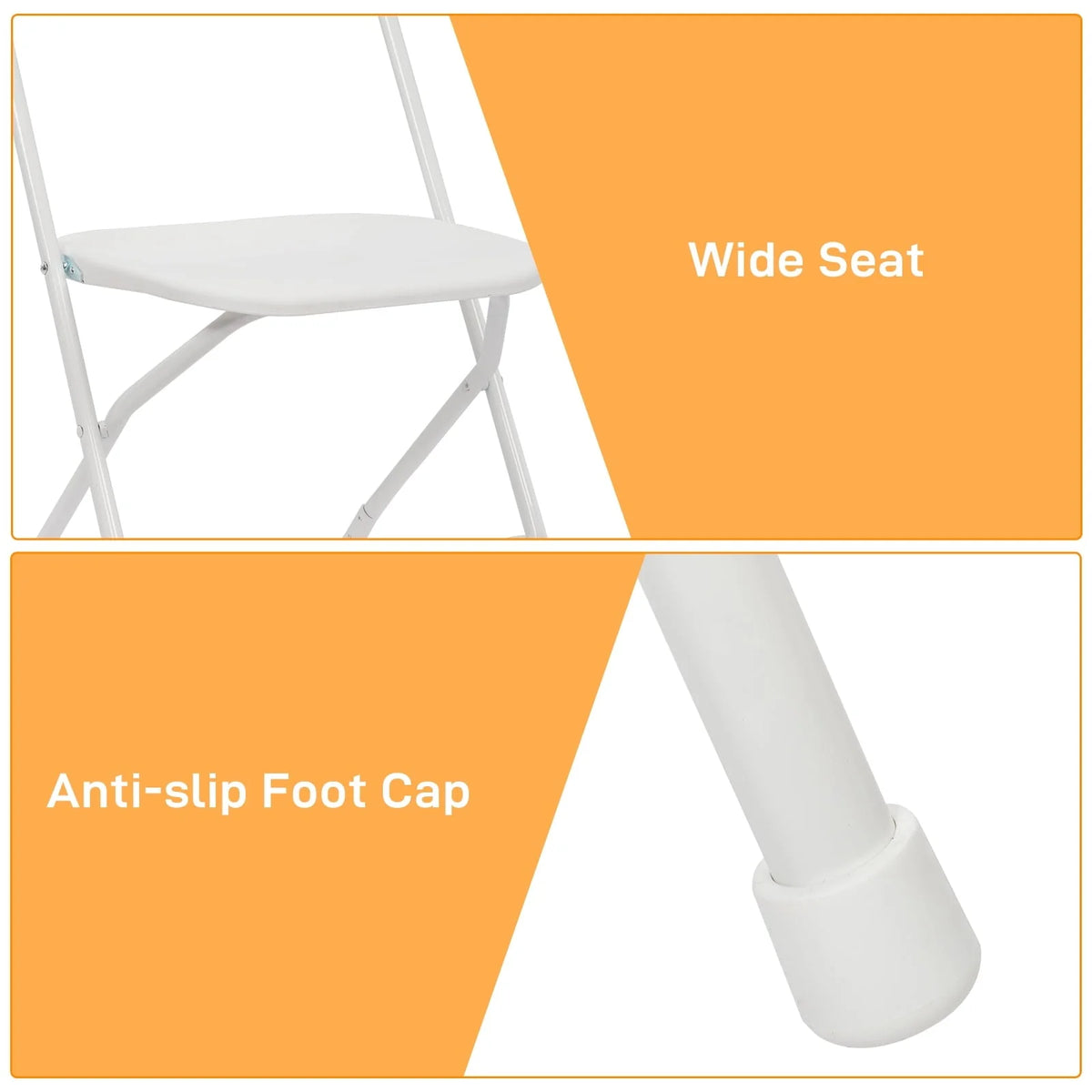 Zimtown Set of 4 White Plastic Folding Chairs Heavy Duty Portable Stackable Party Event Chairs, Plastic Portable Party Chairs