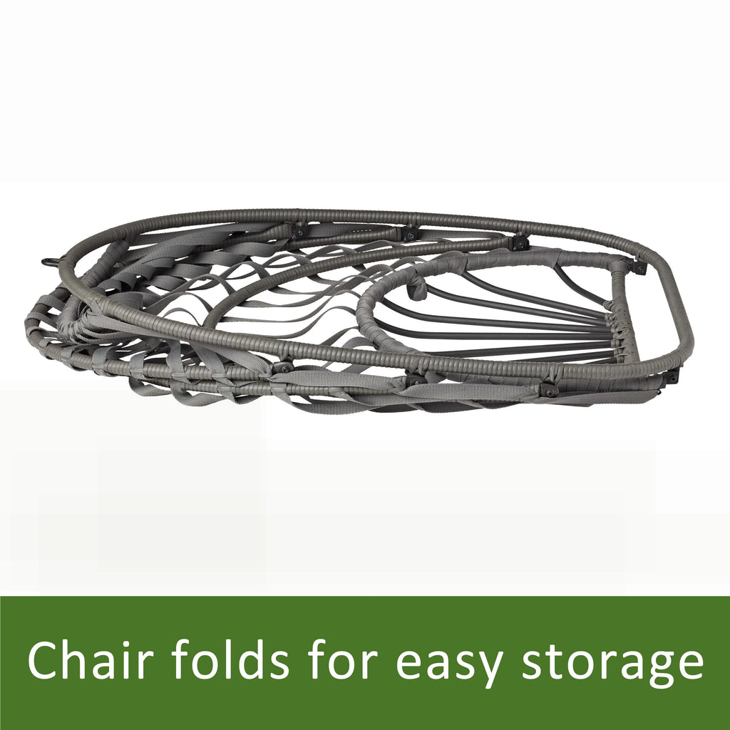 Mainstays Adult Metal Egg Hanging Chair with Beige Olefin Cushion, Black