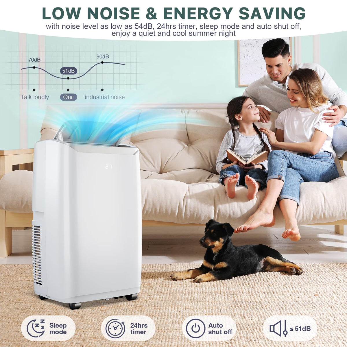 TROPOW Portable Room Air Conditionerss, 12,000 BTU Portable AC Unit with Multi-Speed Fan, Dehumidifier Mode, Easy-to-Clean Washable Filter,White