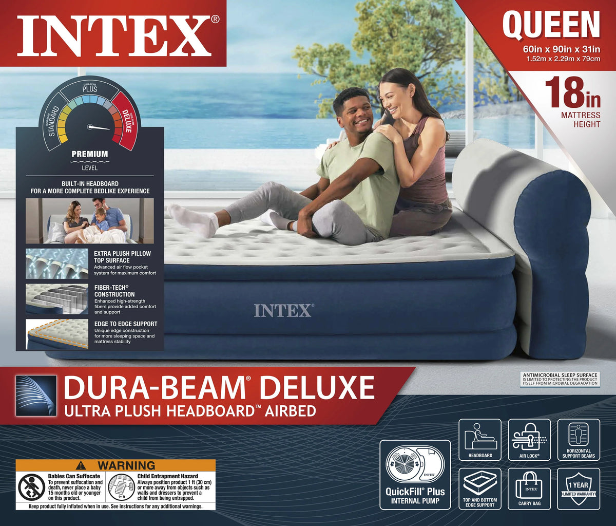 Dura-Beam Deluxe Ultra Plush Headboard with Built-in Pump (18" Mattress Height) - Queen