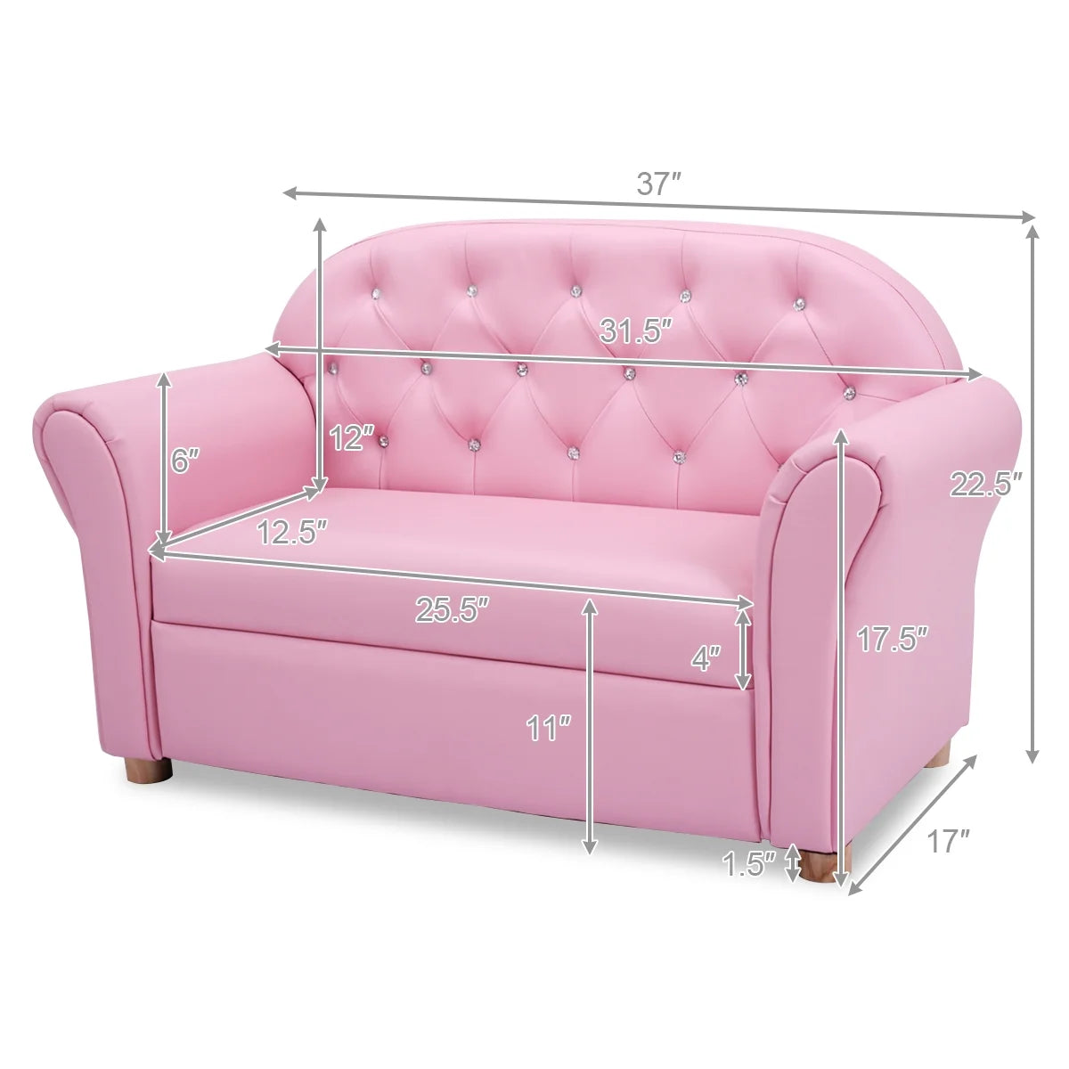 Costway Kids Sofa Princess Armrest Chair Lounge Couch Children Toddler Gift