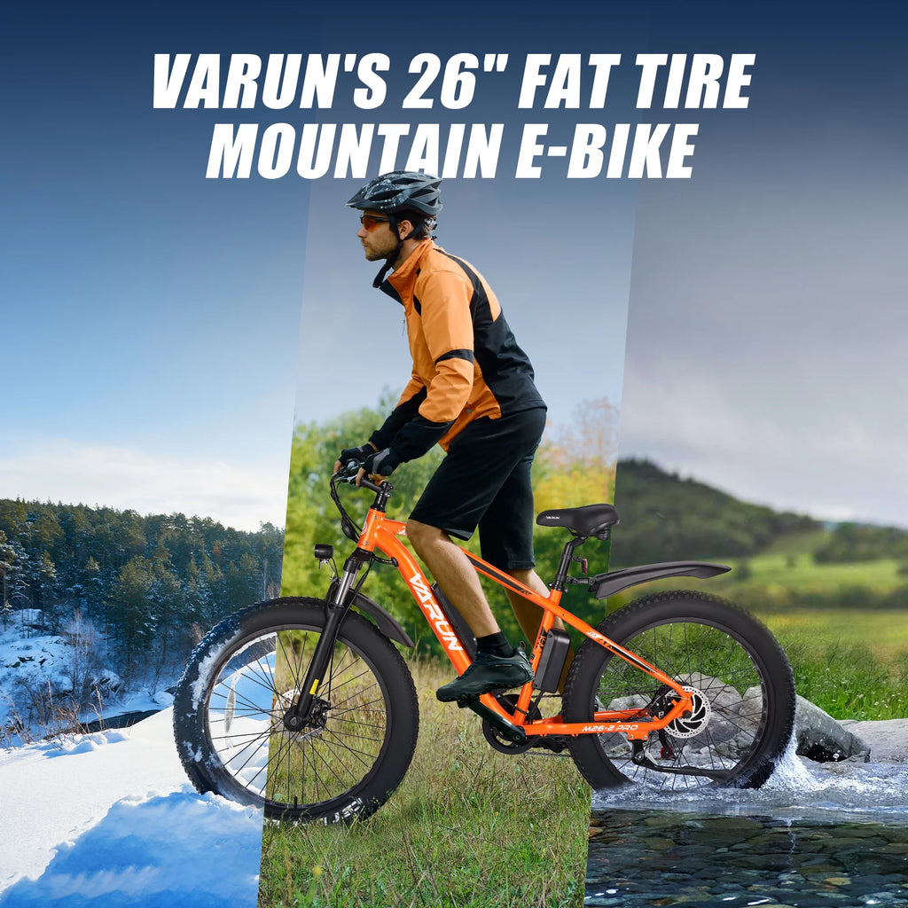 VARUN Electric Bike for Adults, 26" Fat Tire Ebike with Peak 750W 48V 13AH Battery, Electric Mountain Bicycle for Men & Women with 25MPH 50Miles