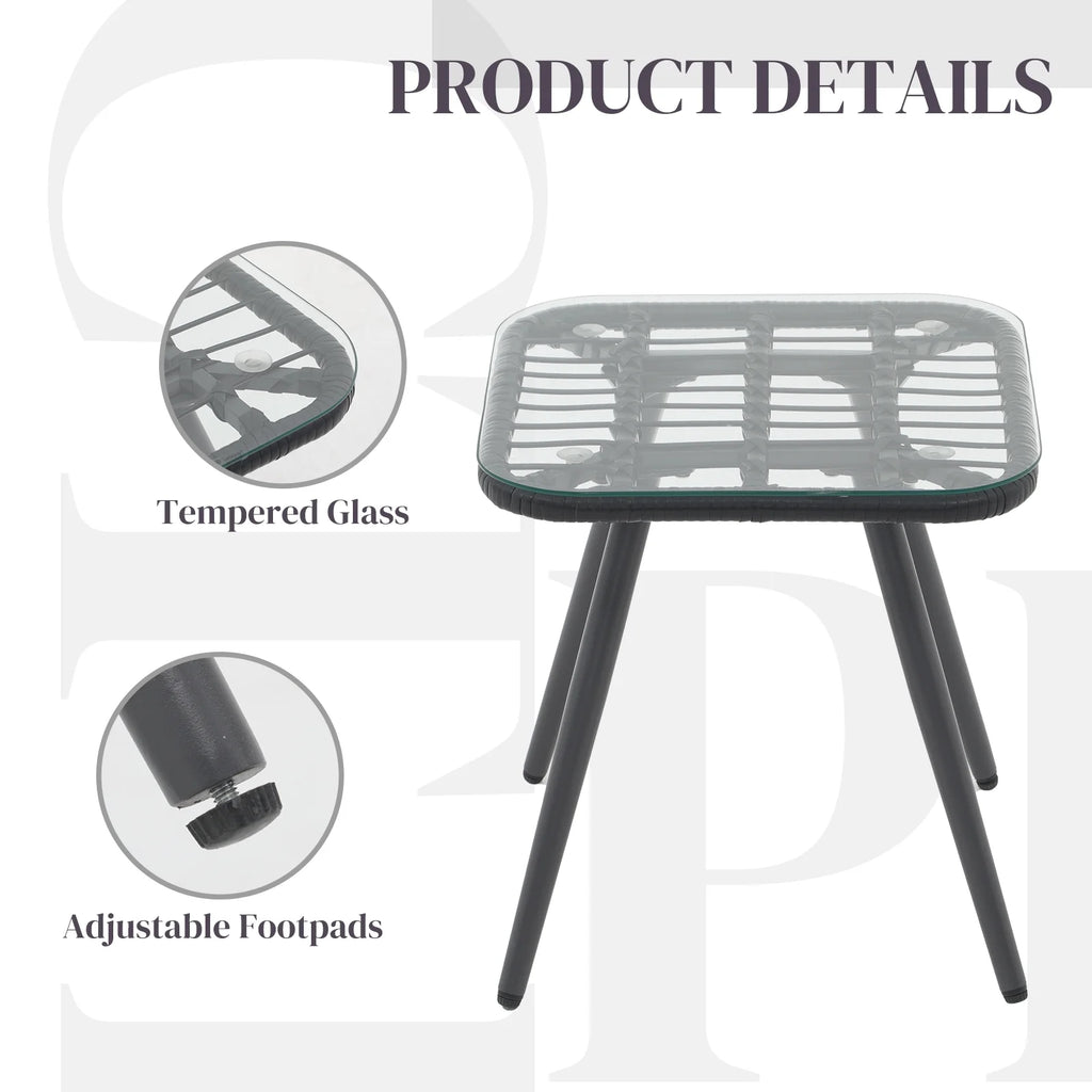 Patio Furniture Set, Betcozy3 Pieces Outdoor Chairs Set with Glass Coffee Table for Garden, Bistro, Porch, Balcony, Backyard