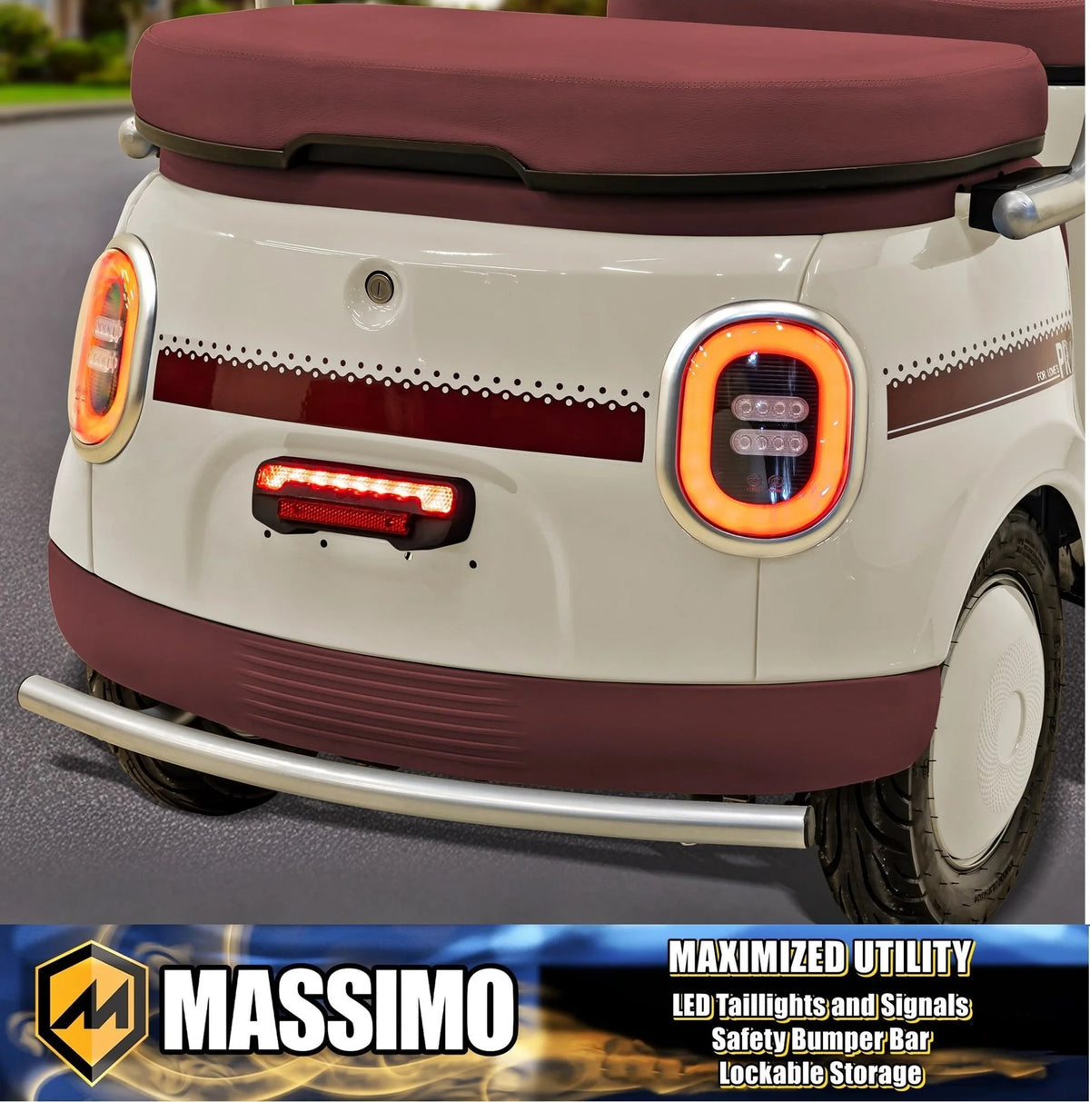 Massimo MGC E-Trike 3-Wheel Electric Cart 17 MPH, 2-Seater Adult Scooter Blue