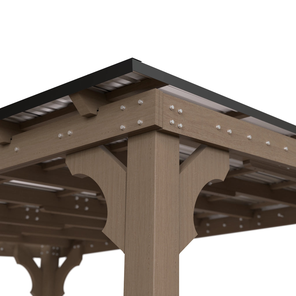 VEIKOUS 8' x 5' Outdoor Hardtop Gazebo, BBQ Grill Gazebo w/ Workstation Shelves for Lawn, Garden, Deck
