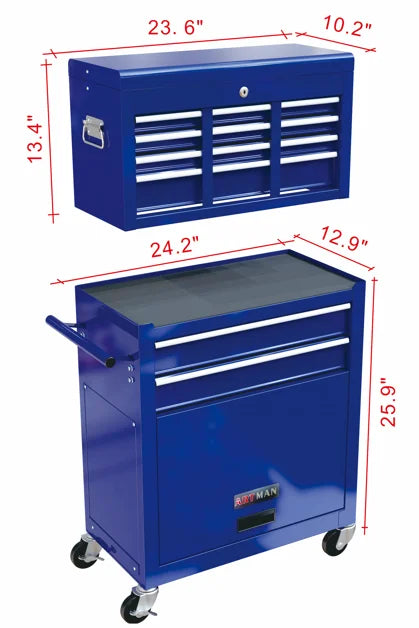 8-Drawer Rolling Tool Chest with Wheels, Removable Tool Box with Locking System, Tool Box Organizer with Hooks, Large Capacity Garage Storage Cabinet for Warehouse, Garage, Repair Shop, Orange