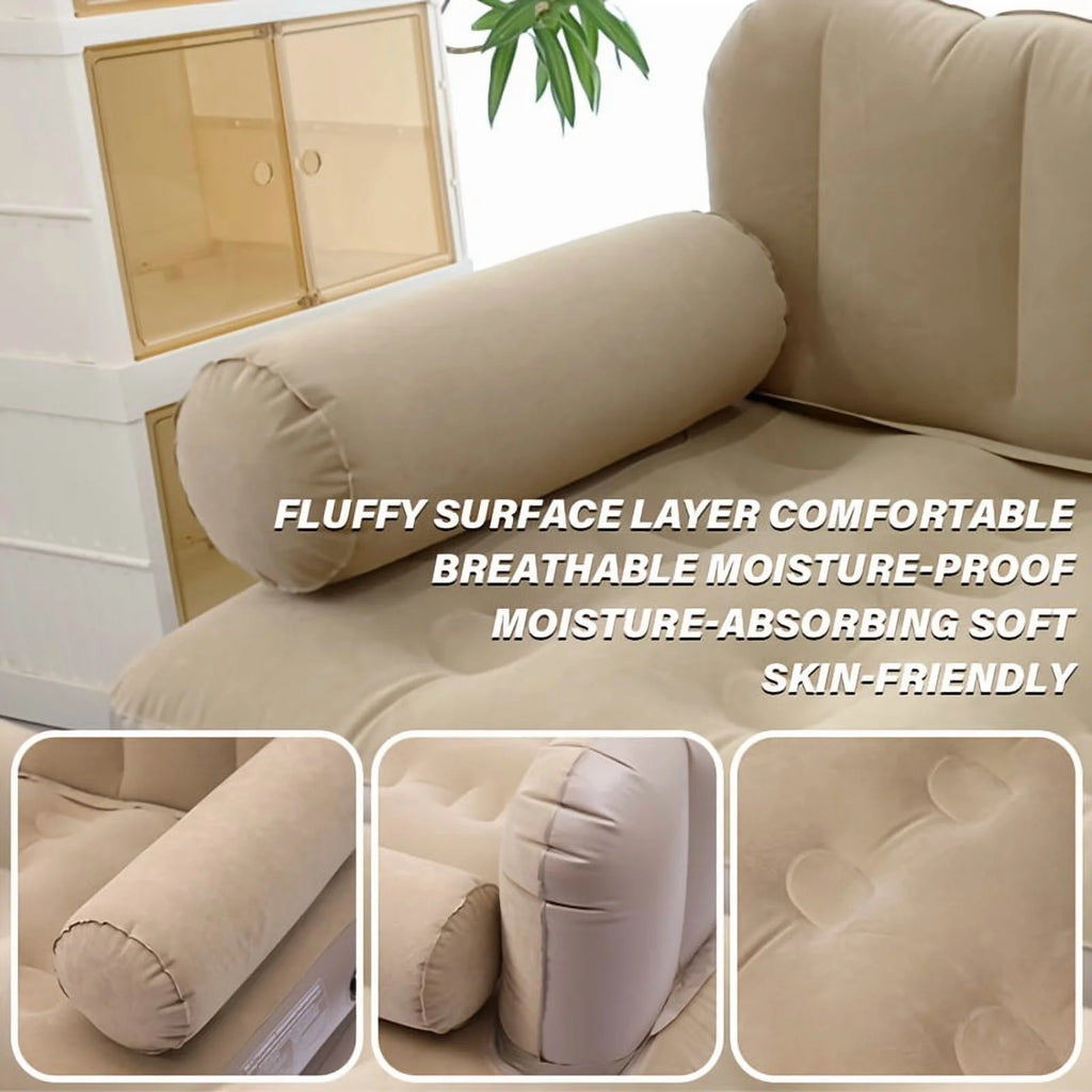 3-Min Fast Inflation Sofa Bed with Pump, Foldable Inflatable Couch for Indoor & Outdoor Camping, Guest Bed, Minimalist Modern Inflatable Furniture