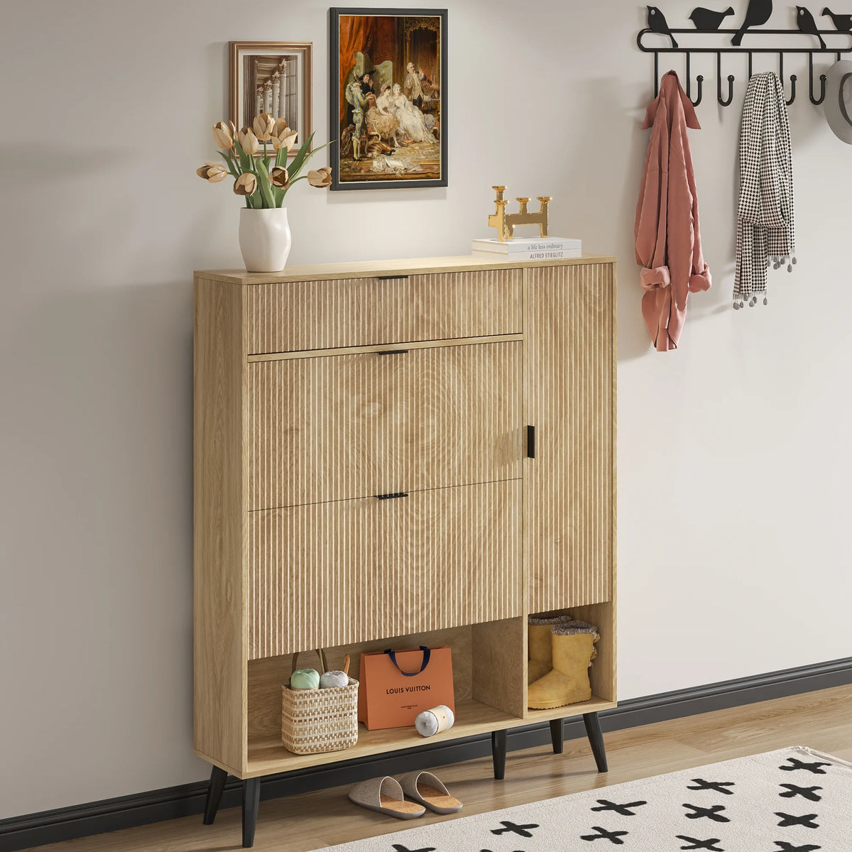 Shoe Cabinet with Drawers, slim storage cabinets, entryway shoe storage cabinets