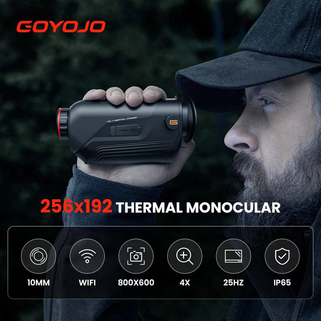GOYOJO Thermal Monocular 256x192 (25 Hz) Thermal Imaging Monoscope Camera for Adults, 10mm Focal Lens Vision Goggles Thermal Scopes for Night Hunting Camping