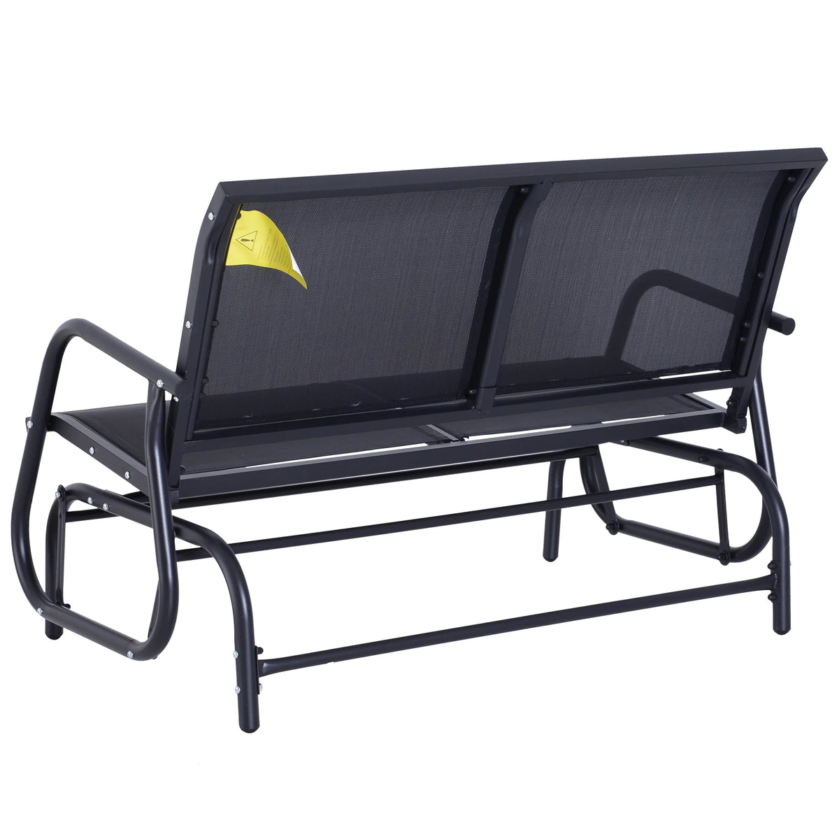 Outsunny 2-Person Outdoor Glider Bench, Patio Double Swing Rocking Chair Loveseat w/Powder Coated Steel Frame for Backyard Garden Porch, Black