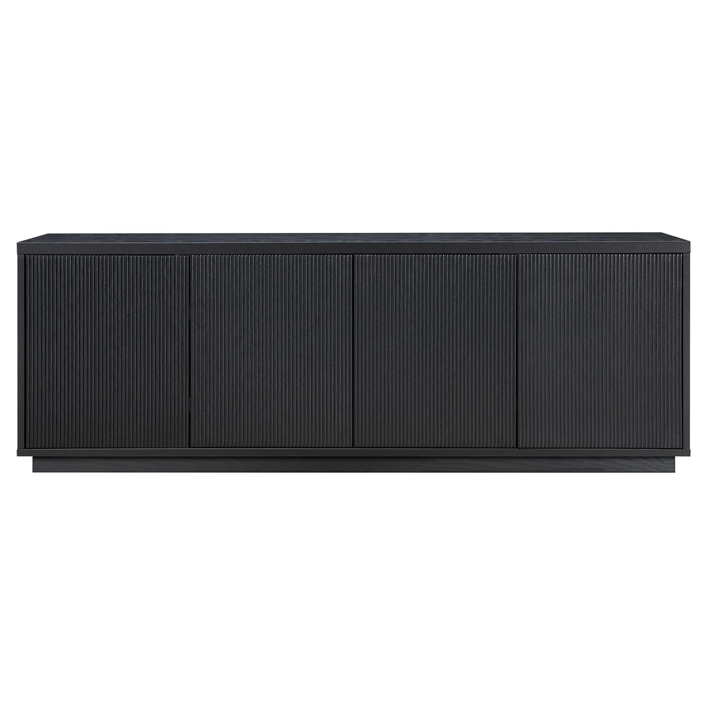 Evelyn&Zoe Hanson Rectangular TV Stand for TV's up to 75", Black Grain