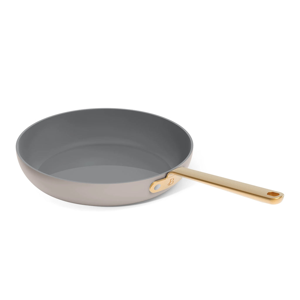 Beautiful 12pc Ceramic Non-Stick Cookware Set with Strainer Lids, White Icing by Drew Barrymore