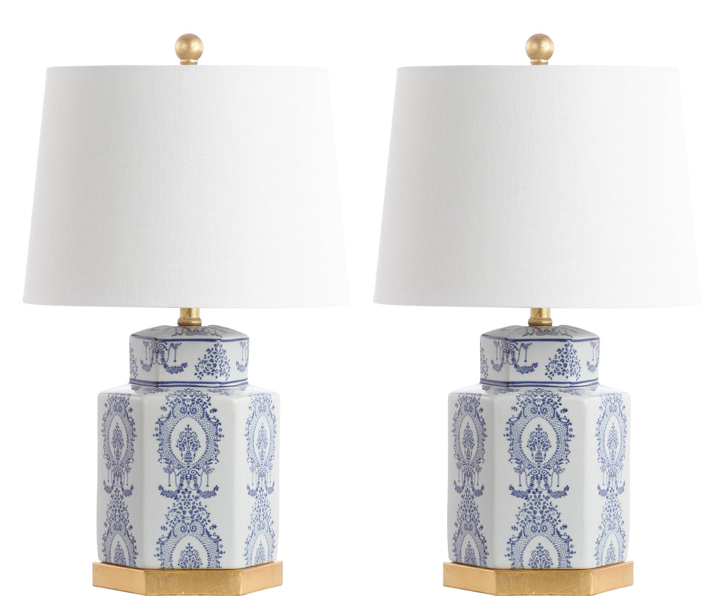 Safavieh Bodin Traditional 23 in. H Table Lamp, Blue/White, Set of 2