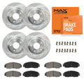 Max Advanced Brakes - Brake Kit for 2018-2020 Chevy Traverse Blazer Buick Enclave FWD 2017-2020 GMC Acadia Front and Rear Replacement Cross Drilled Disc Brake Rotors and Ceramic Brake Pads