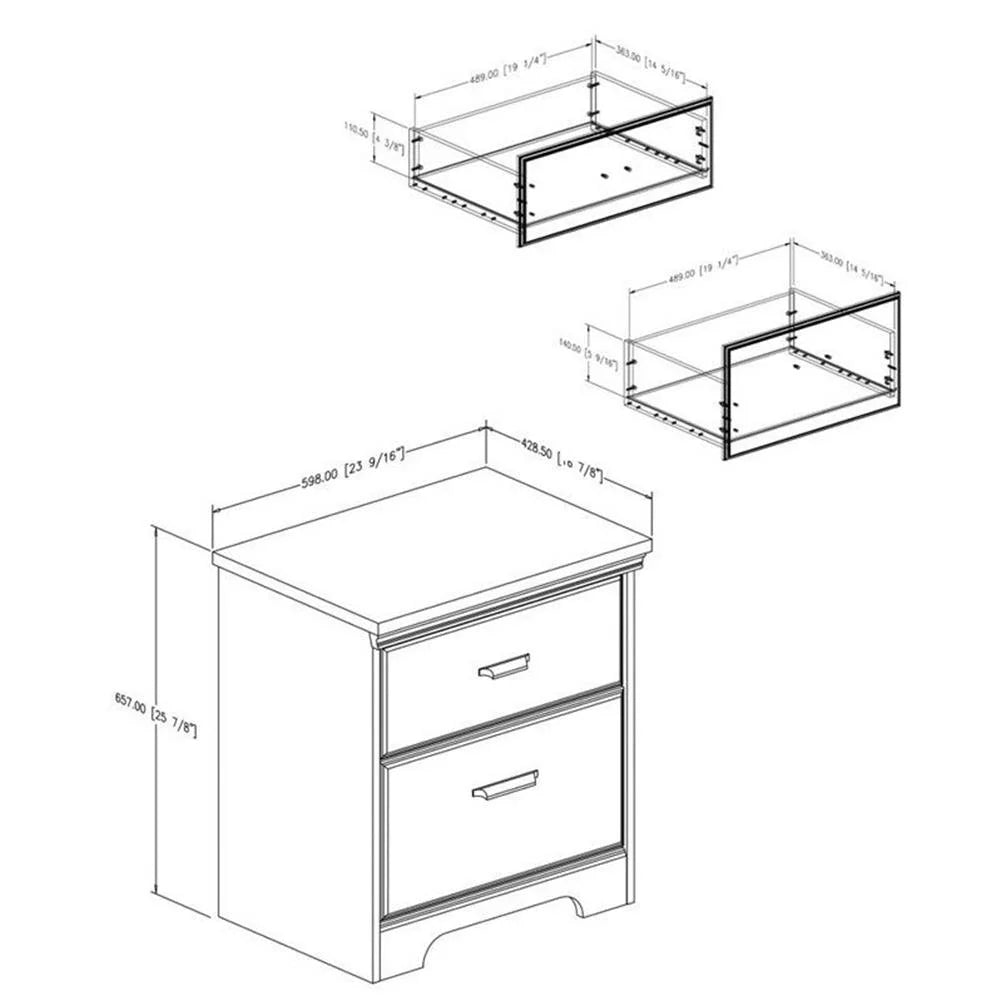 Pemberly Row 4Pcs Dresser & Double Dresser & 2 Nightstands Set in Weathered Oak