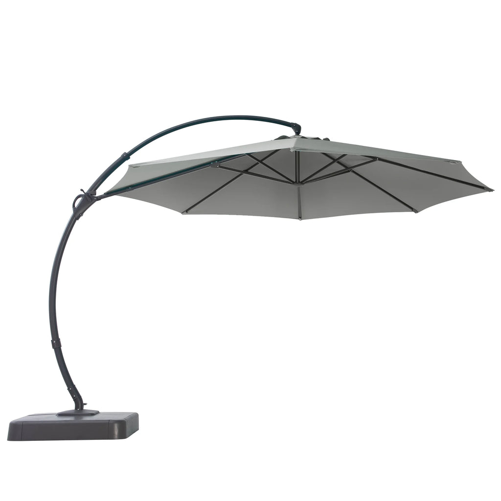 LAUSAINT HOME 11FT Patio Umbrella with Base, Outdoor Deluxe Curvy Cantilever Umbrella for Patio Pool Deck, Champagne