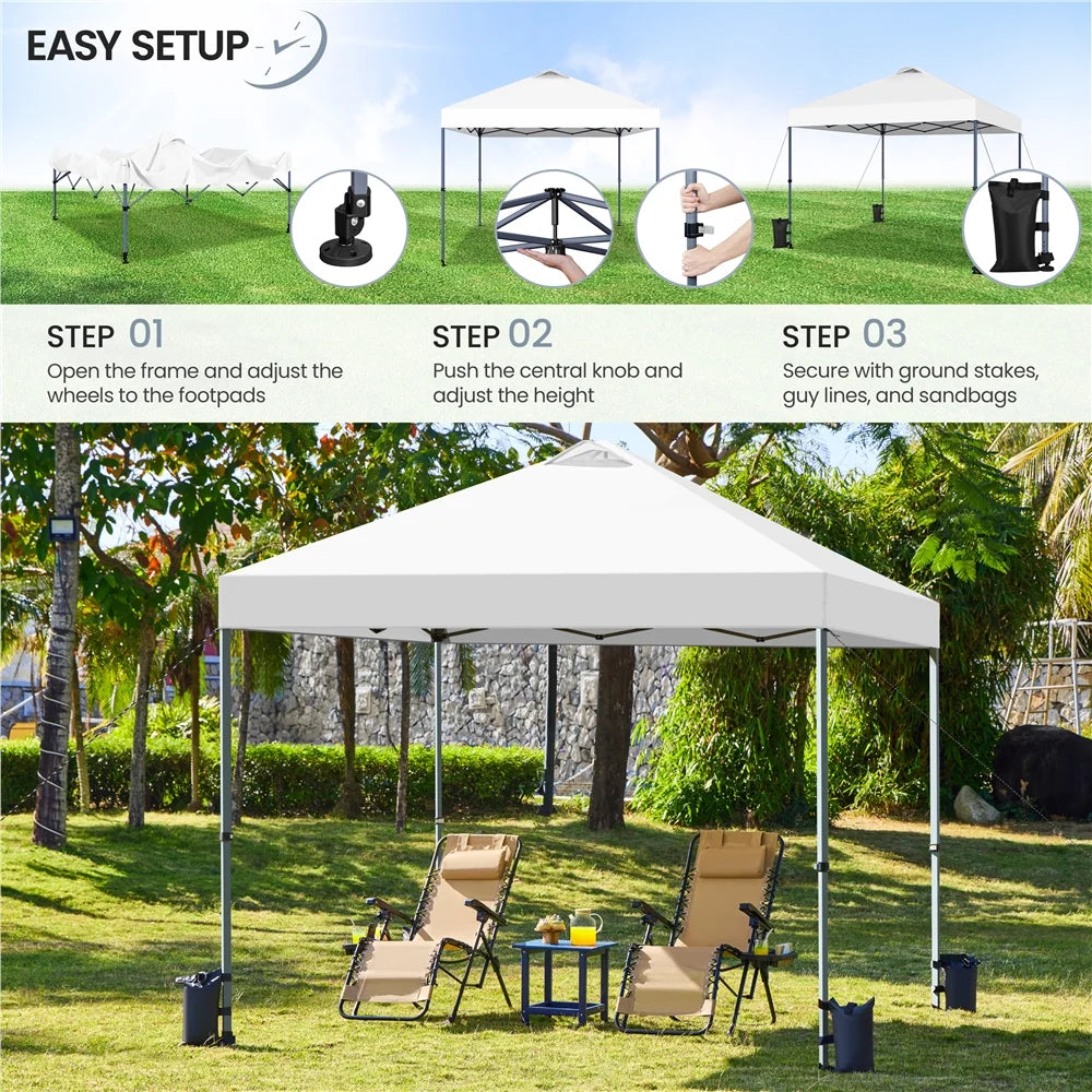 Renwick 10x10 Ft Instant Pop Up Canopy with One Push To Lock Setup Mechanism, Blue