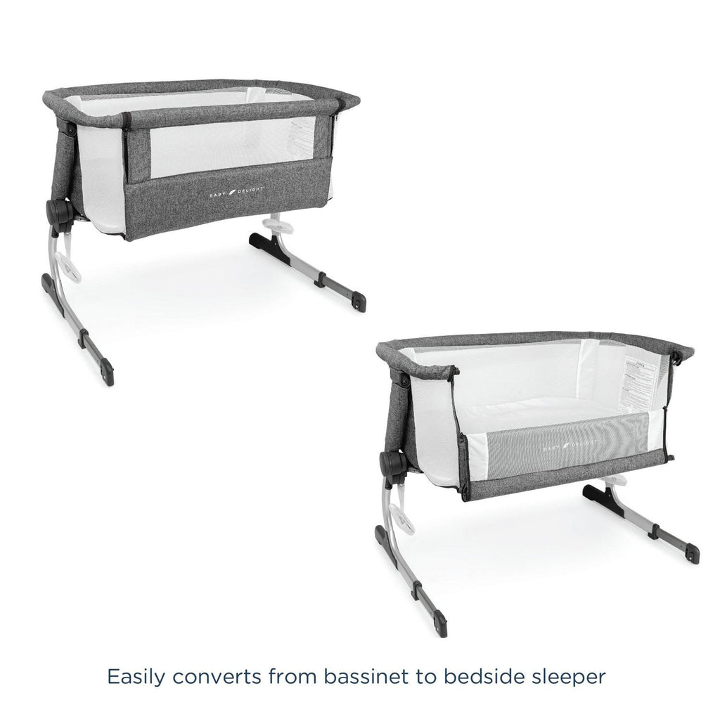 Baby Delight Beside Me Dreamer Bassinet &amp; Bedside Sleeper. Charcoal Tweed. Ages 0-5 Months (Unisex)
