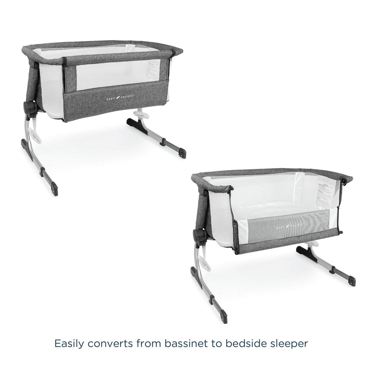 Baby Delight Beside Me Dreamer Bassinet &amp; Bedside Sleeper. Charcoal Tweed. Ages 0-5 Months (Unisex)