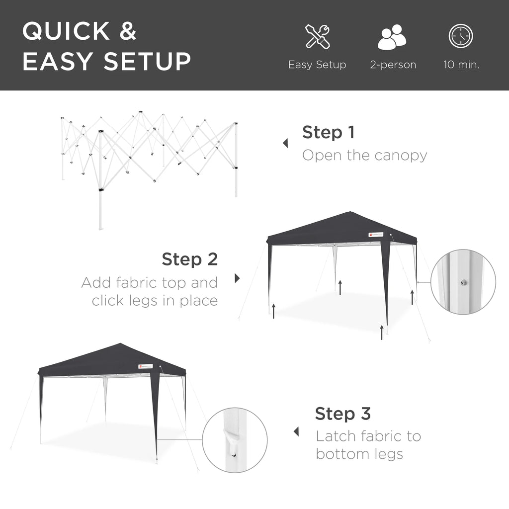 Best Choice Products 10x10ft Pop Up Canopy Outdoor Portable Adjustable Instant Gazebo Tent w/ Carrying Bag - White