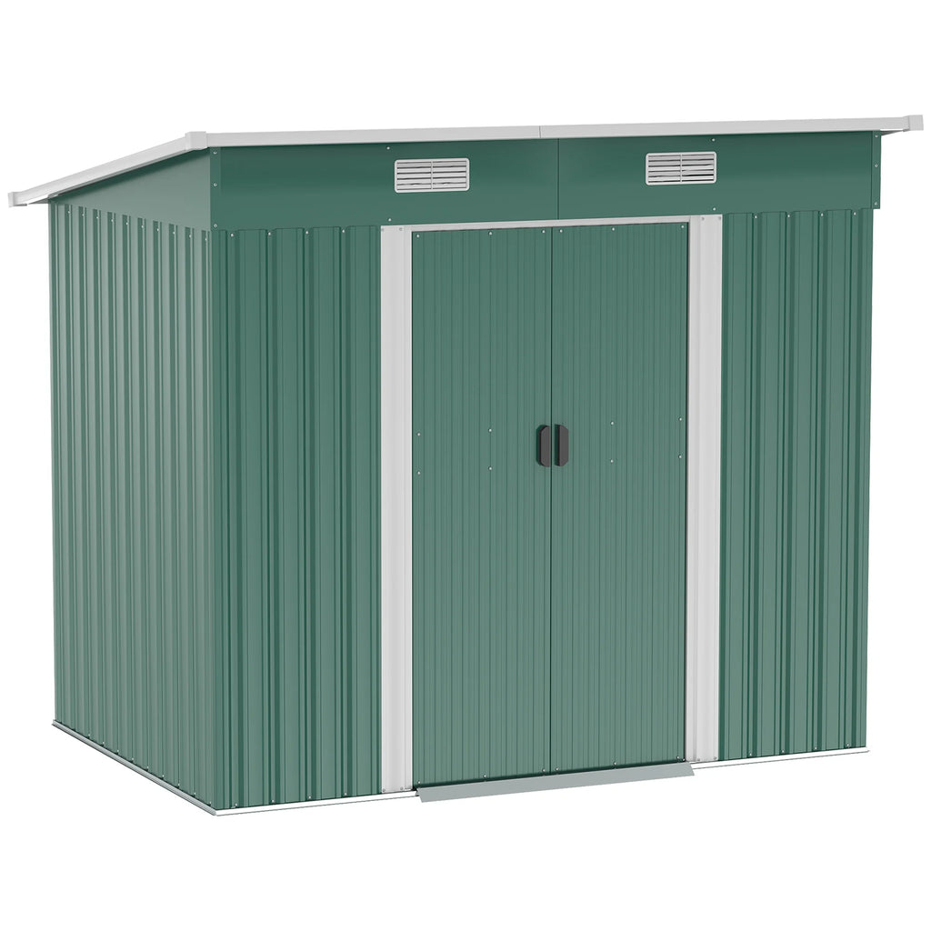 Outsunny 4.6' x 9' Metal Outdoor Storage Shed, Garden Utility Tool House with Double Lockable Doors for Backyard, Patio, Lawn, Garage, White