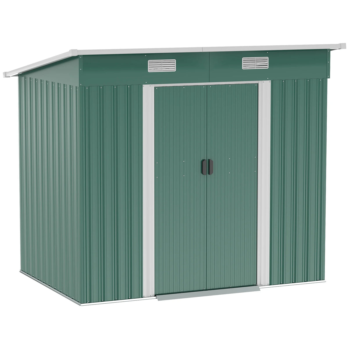 Outsunny 4.6' x 9' Metal Outdoor Storage Shed, Garden Utility Tool House with Double Lockable Doors for Backyard, Patio, Lawn, Garage, White