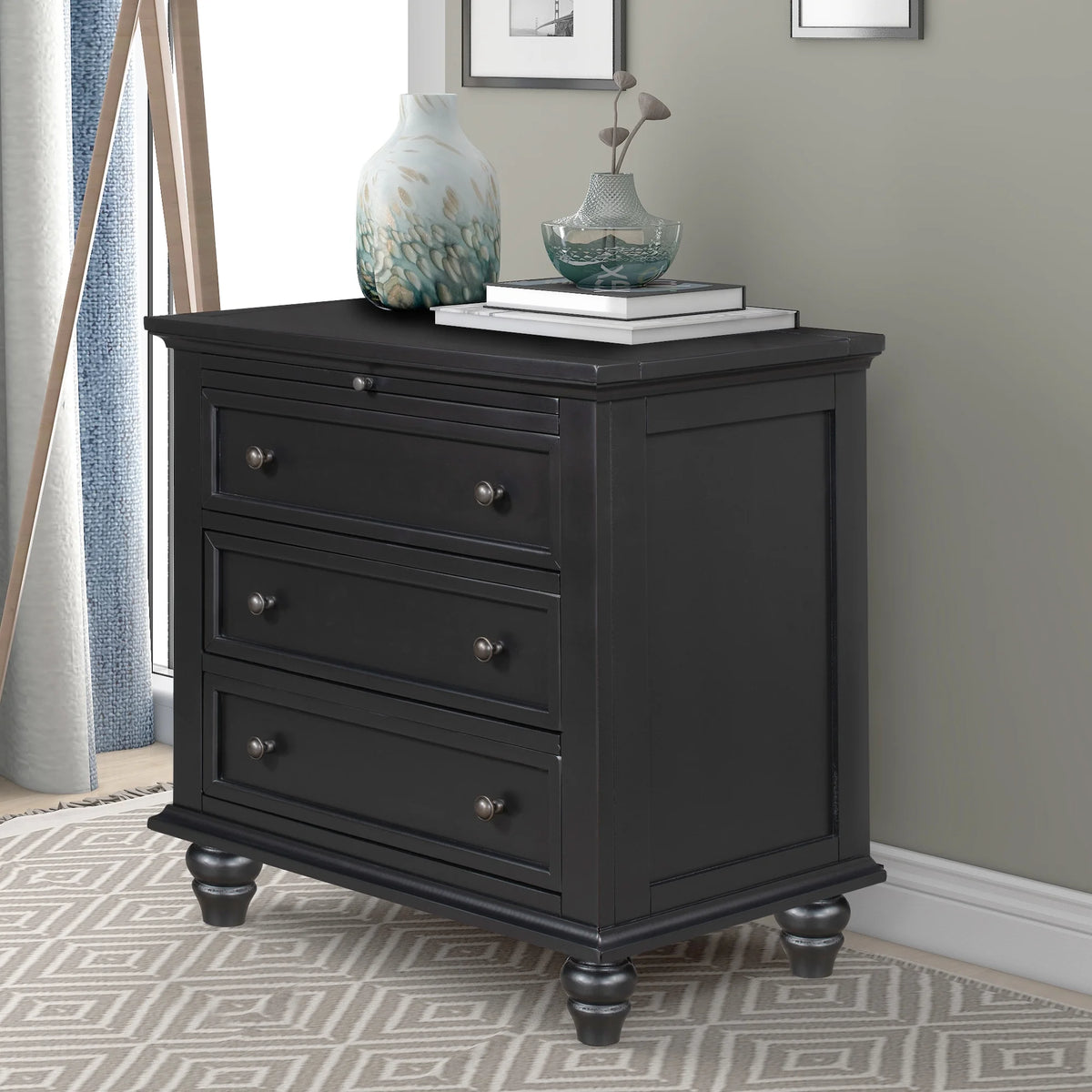 EUROCO 28 Larger Solid Wood 3-Drawer Side Table Nightstand, End Table with Pull out Tray for Bedroom, Living Room, Hallway, Entryway,White