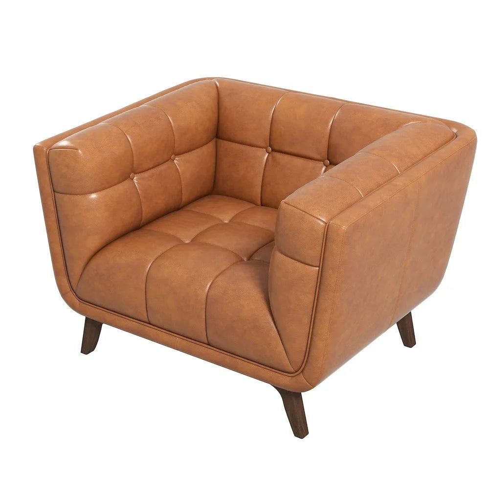 Allen Mid-Century Modern Velvet Upholstered Armchair in Blue