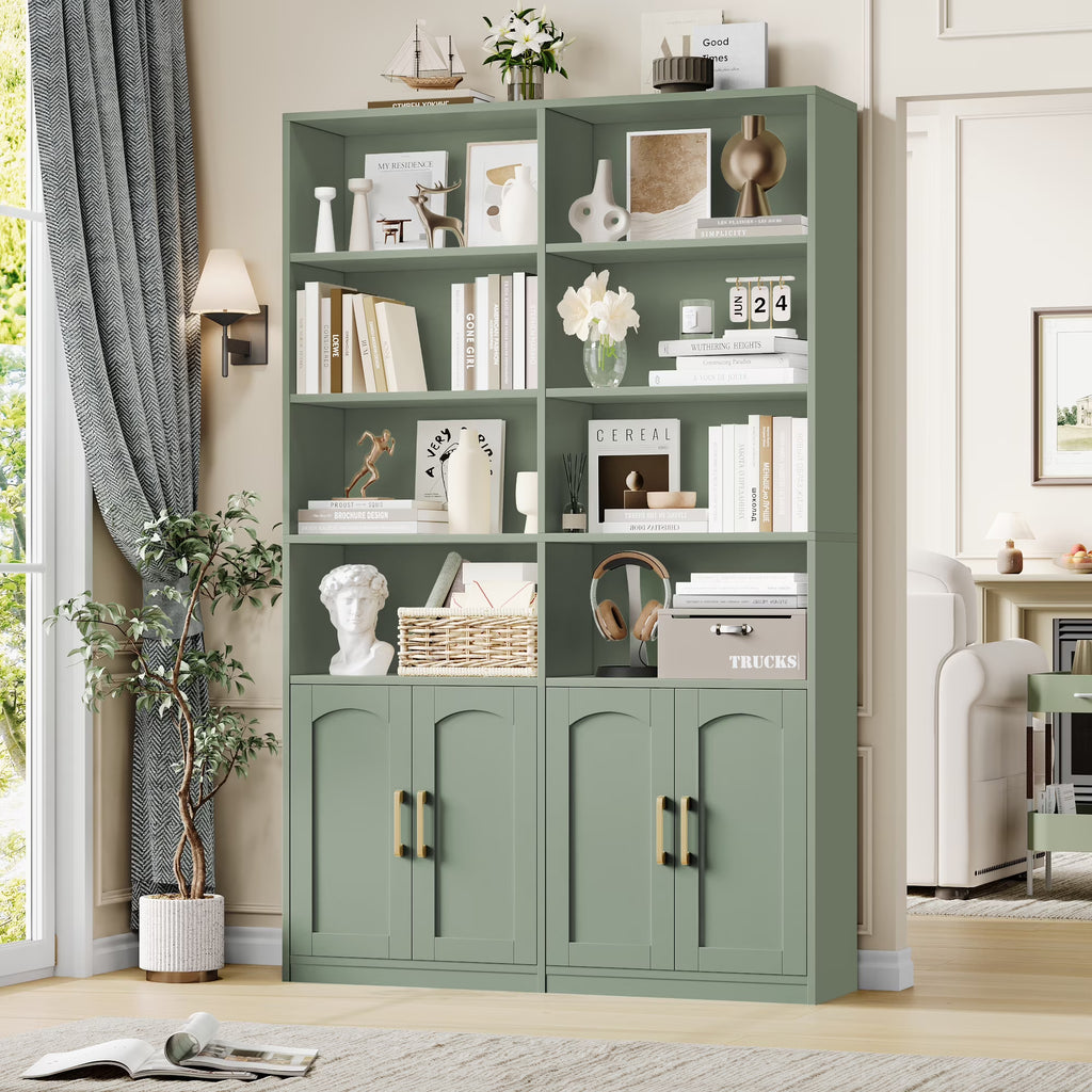 Homfa 73 Tall Bookcases with Doors, 8 Cubes 6-Tier Double Row Bookshelf, White Bookcase for Living Room Home Office
