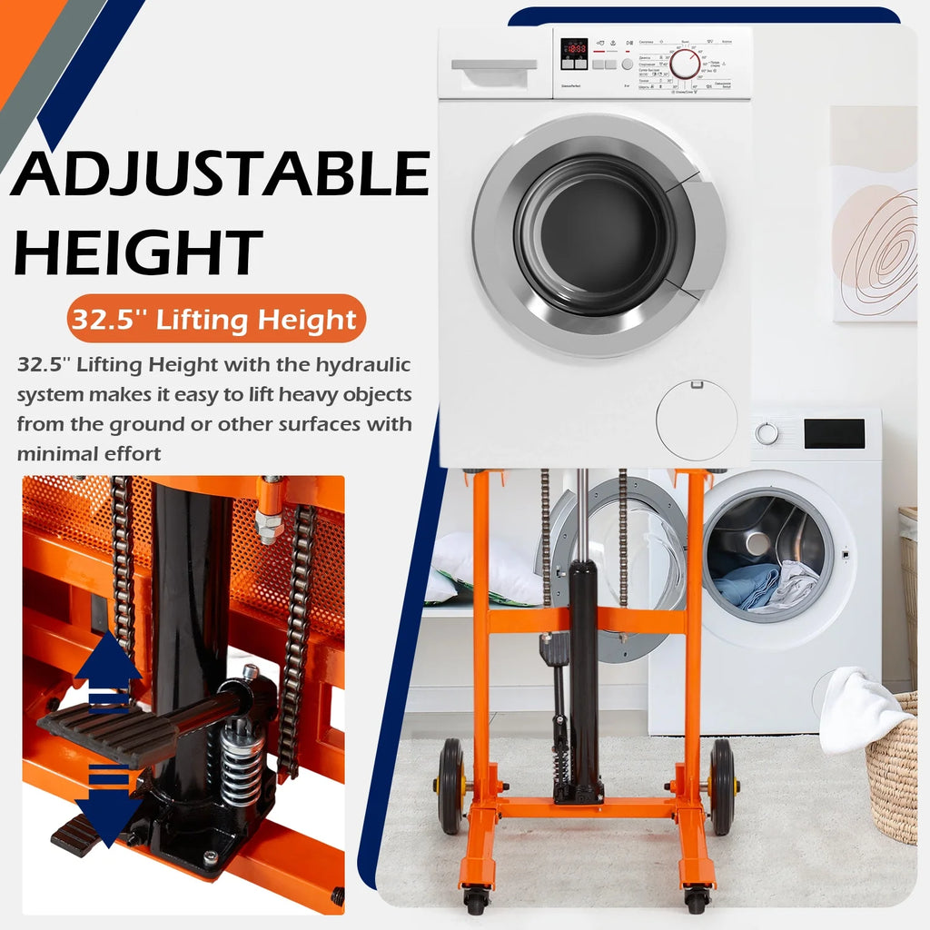 AECOJOY Hydraulic Material Lift Pallet Truck 500 Lbs,Lift Table Cart,32" Max Lift Height Pallet Truck Jack with Lockable Swivel Casters Ideal for Warehouse, Workshop and Garage Use