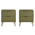 Pemberly Row Nightstand from Engineered Wood in Olive Green - Set of 2