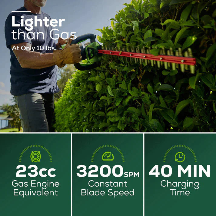 Greenworks 60V 26" Cordless Battery Hedge Trimmer with 2.0Ah Battery & Charger