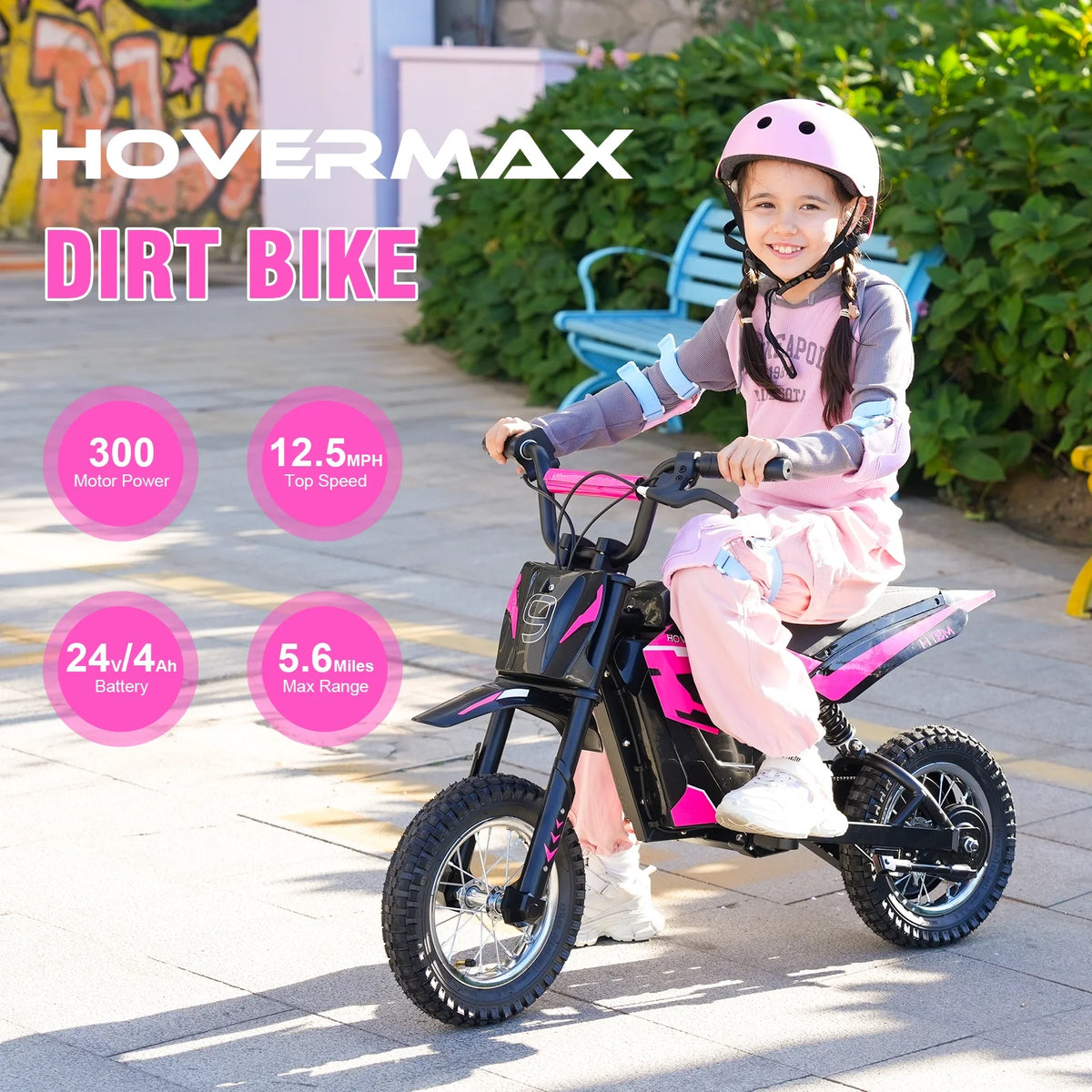 HOVERMAX H12M 36V Electric Dirt Bike, 300W Electric Motorcycle 15.5MPH Max Speed, Ride On Toys motocross for Kids Teens, Blue