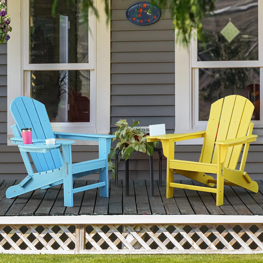 FOOWIN HDPE Plastic Adirondack Chairs Set of 4, Black