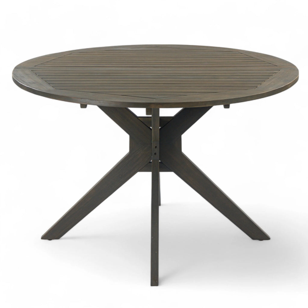 GDF Studio Brigitte Outdoor Round Acacia Wood Dining Table, Teak