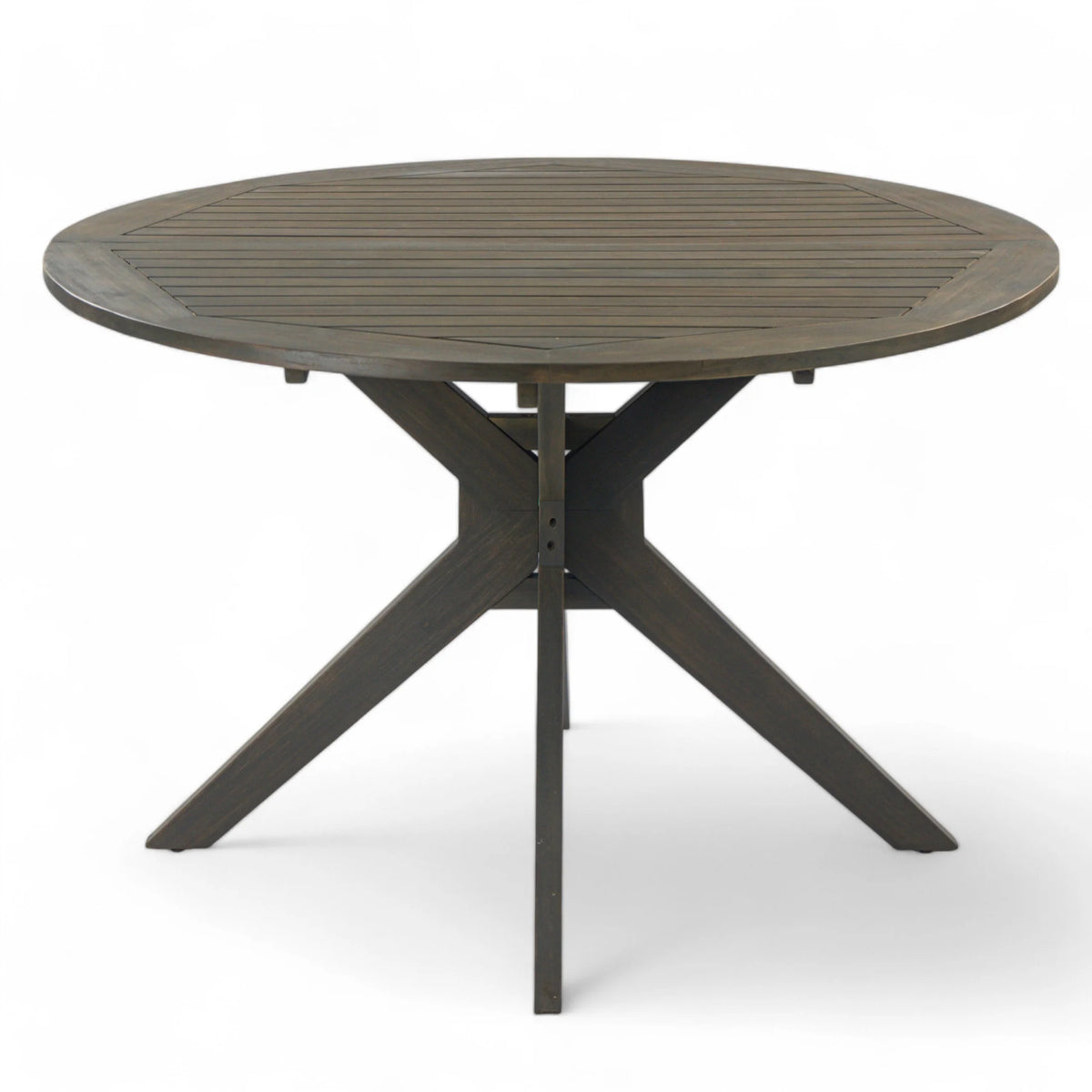 GDF Studio Brigitte Outdoor Round Acacia Wood Dining Table, Teak