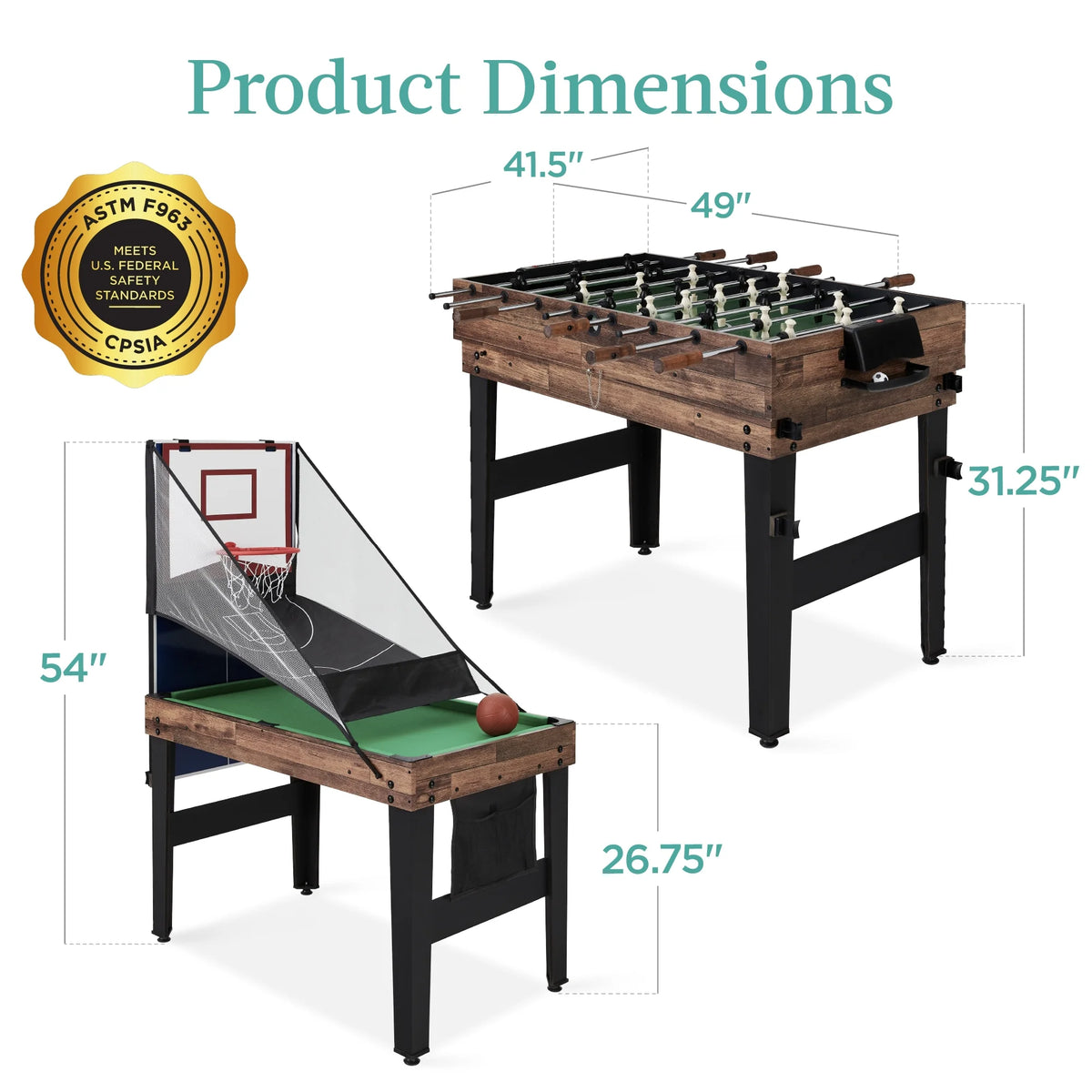 Best Choice Products 13-in-1 Combo Game Table Set w/ Ping Pong, Foosball, Basketball, Hockey, Archery - Natural
