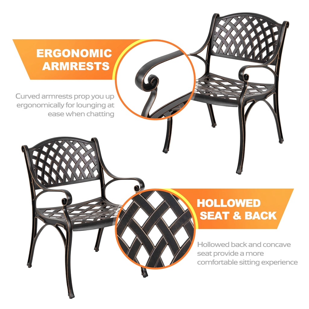 Nuu Garden 5-Piece Outdoor Bar Set, Outdoor Patio Dining Furniture Set, Round Dining Table with Umbrella Hole and Patio Dining Chairs, Bronze