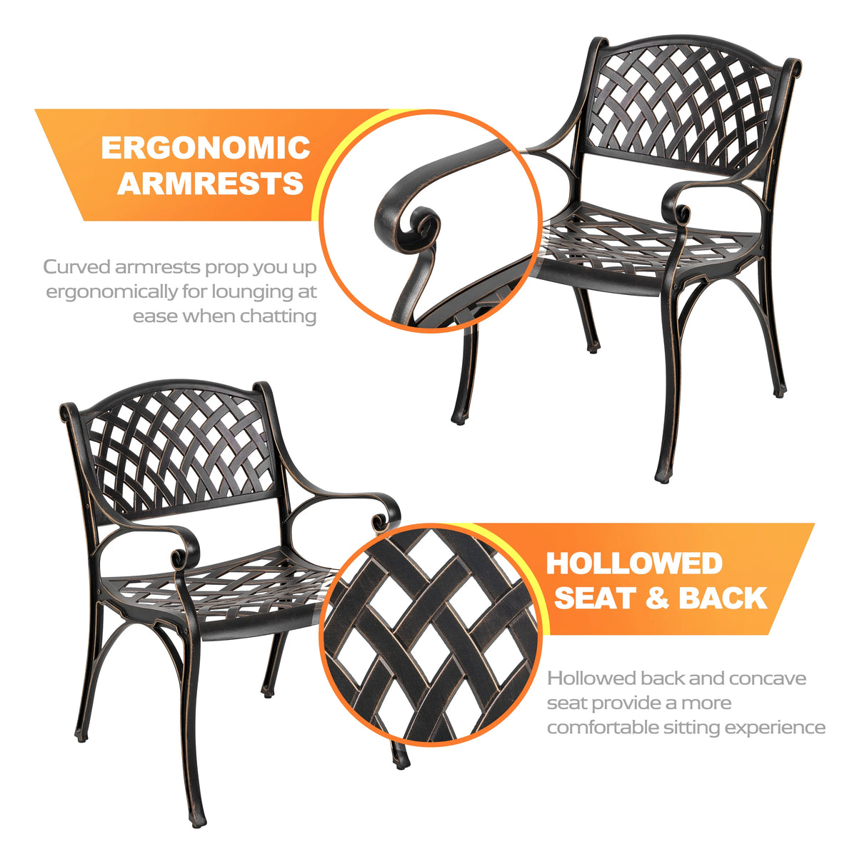 Nuu Garden 5-Piece Outdoor Bar Set, Outdoor Patio Dining Furniture Set, Round Dining Table with Umbrella Hole and Patio Dining Chairs, Bronze