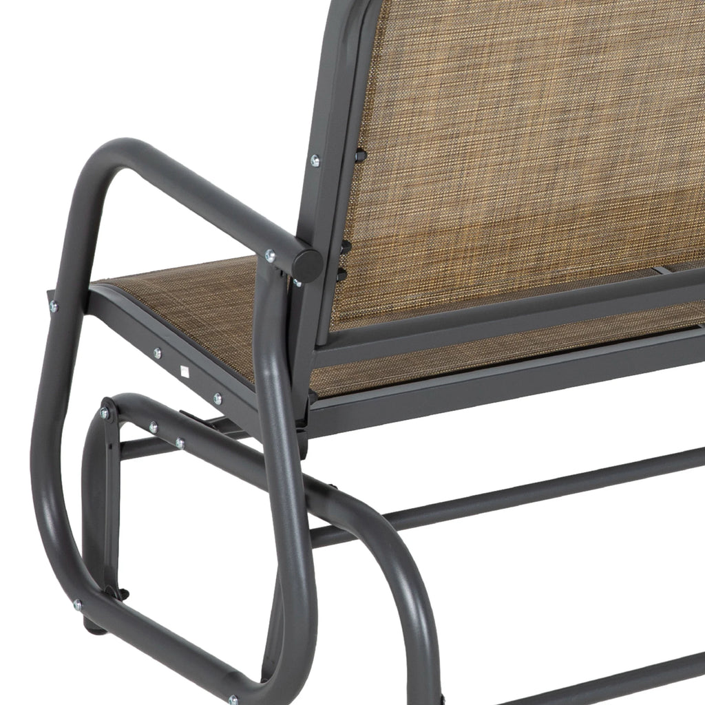 Outsunny 2-Person Outdoor Glider Bench, Patio Double Swing Rocking Chair Loveseat w/Powder Coated Steel Frame for Backyard Garden Porch, Black
