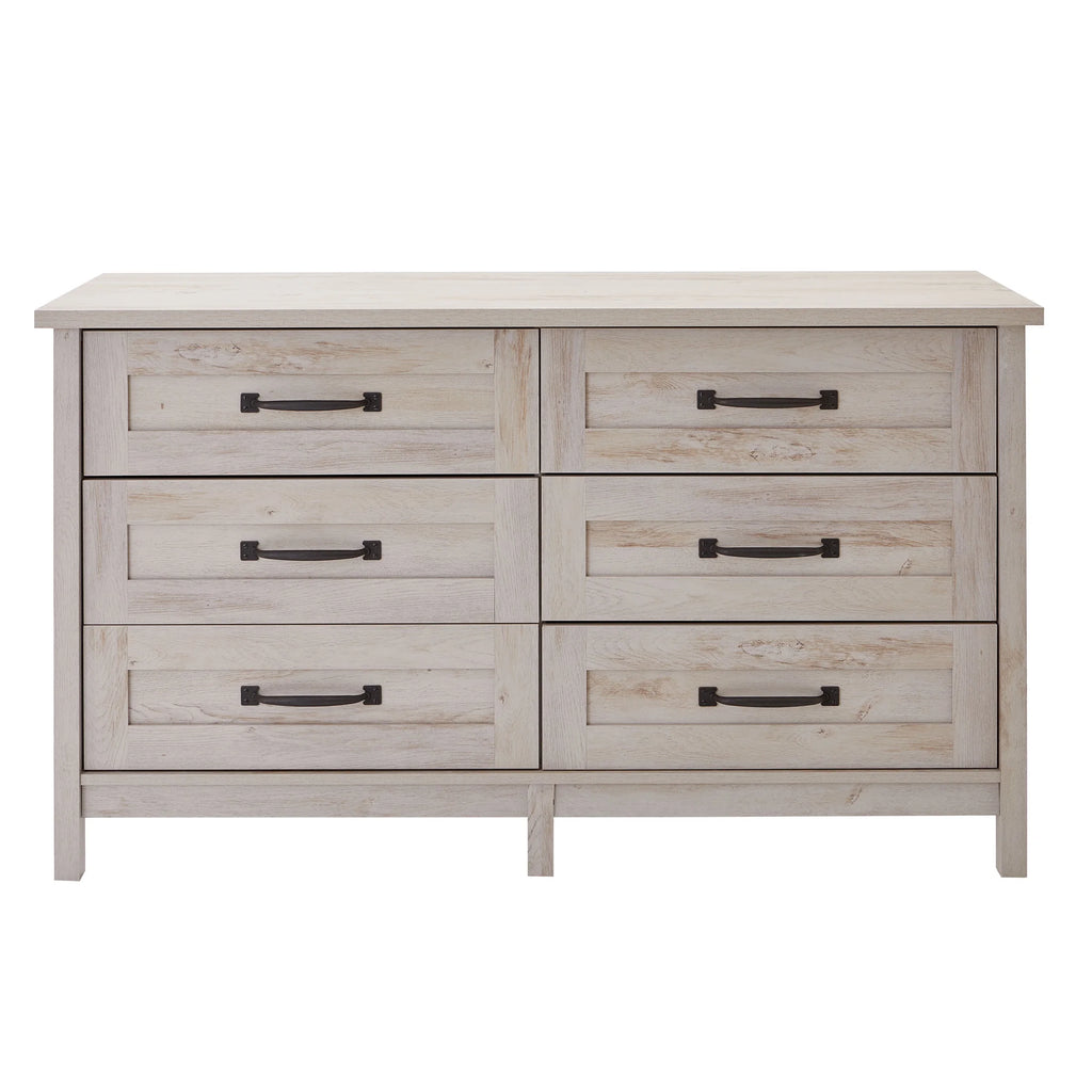 Better Homes & Gardens Modern Farmhouse 6-Drawer Dresser, Rustic White Finish
