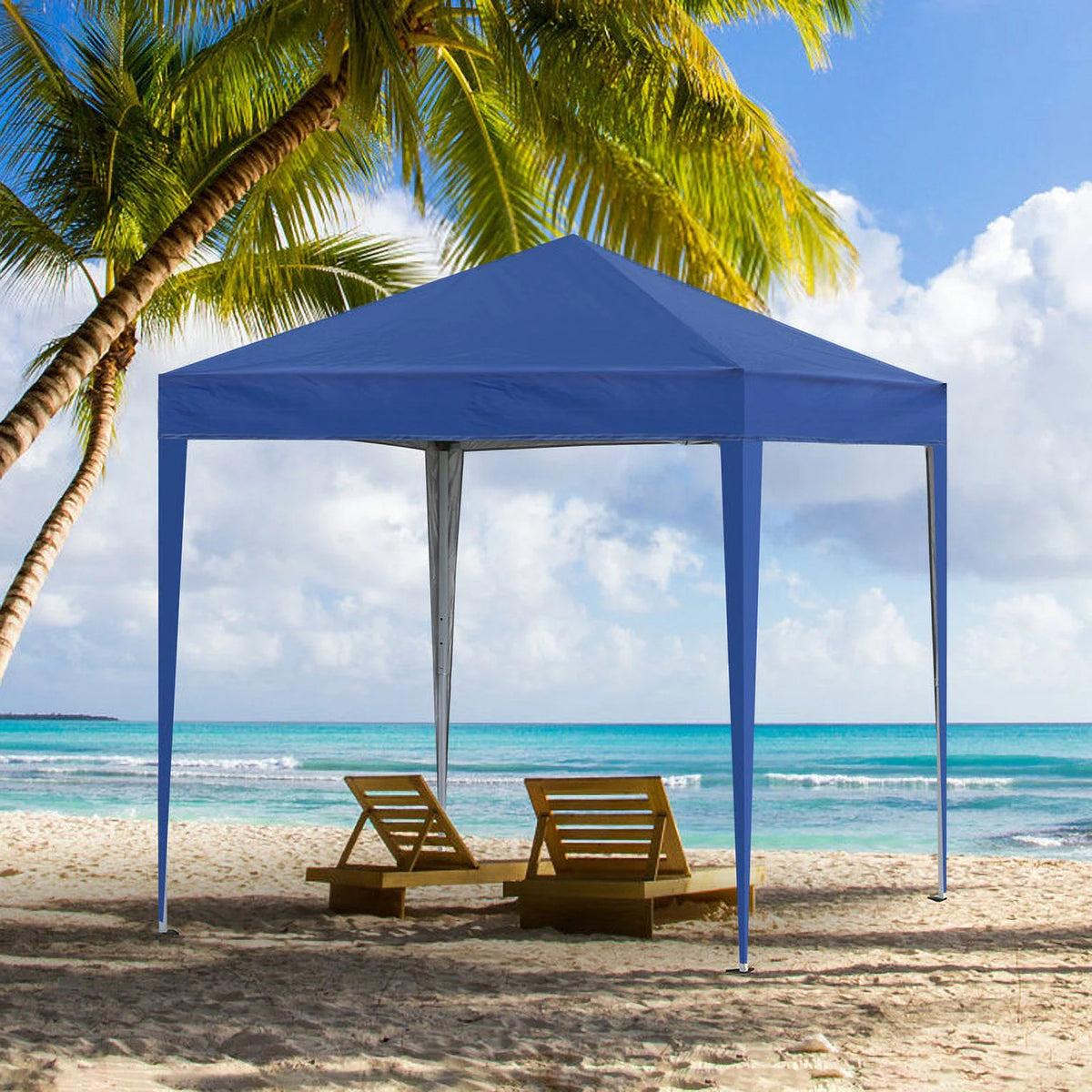Clipop Portable 10x10ft Pop Up Gazebo, Instant Canopy Waterproof Anti-UV Shelter with 4 Side Panels & Carry Bag,Blue