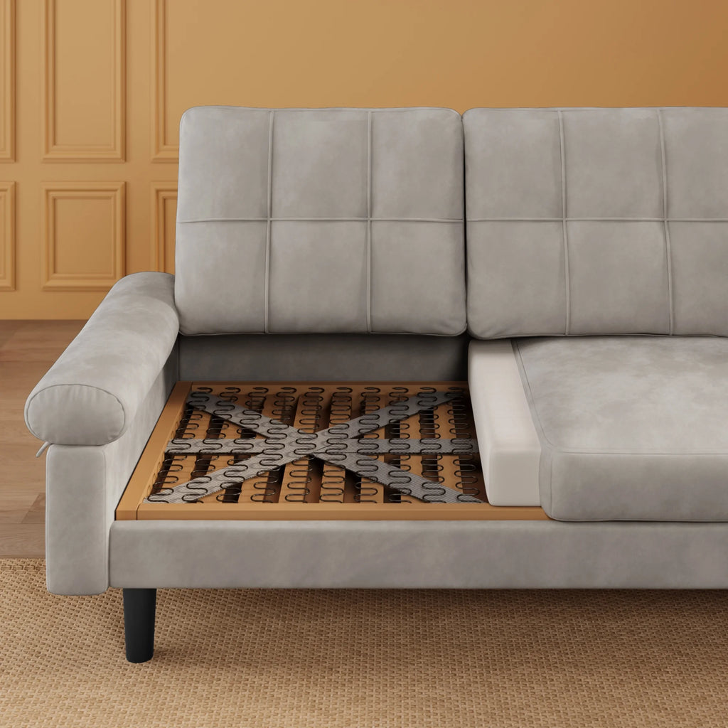 Lofka Sofa Couch with Large Storage Pockets and Soft Seats,Modern Loveseat Sofa for Apartment, Office, Bedroom,Deep Gray