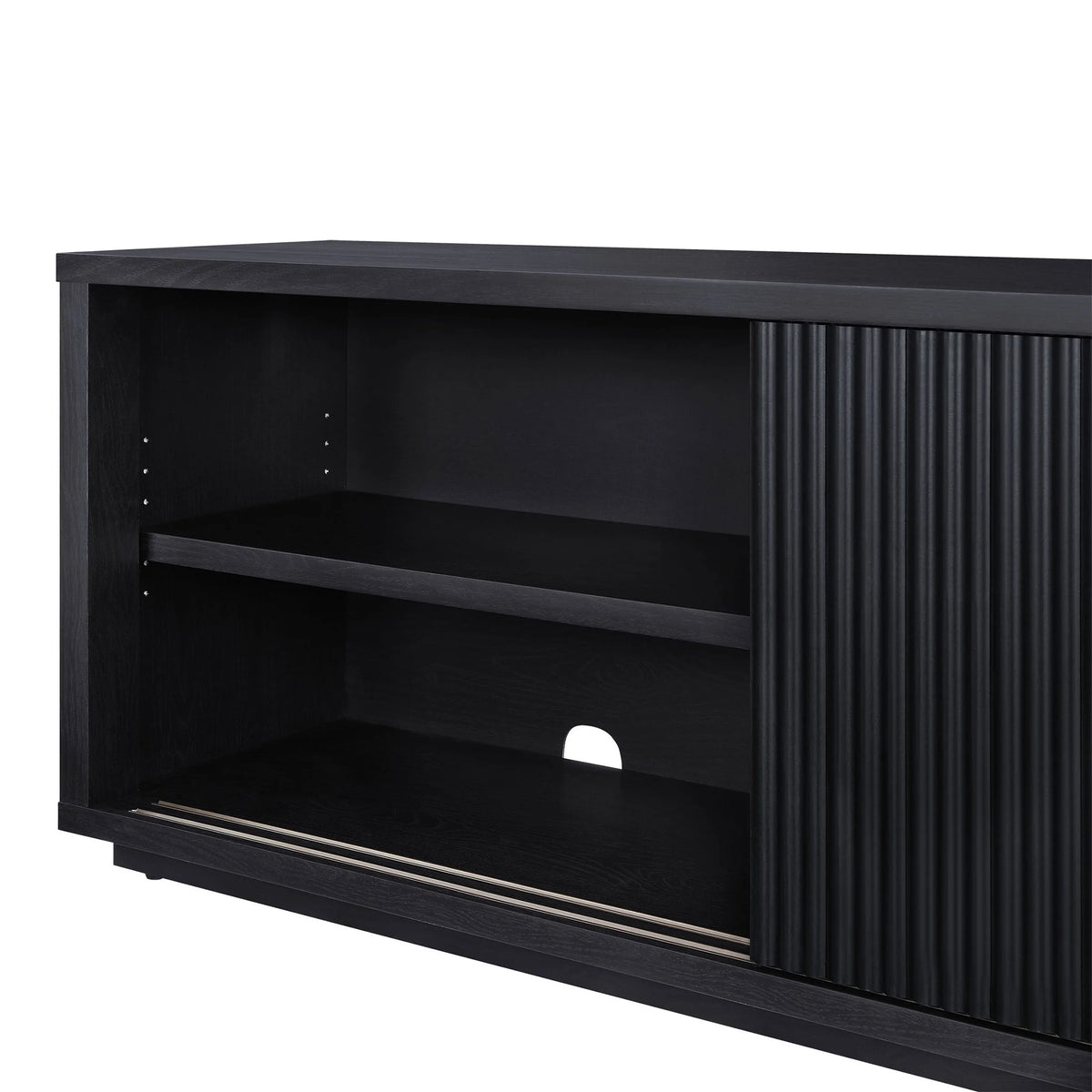 Beautiful Fluted TV Stand for TVs up to 70 by Drew Barrymore, Rich Black Finish